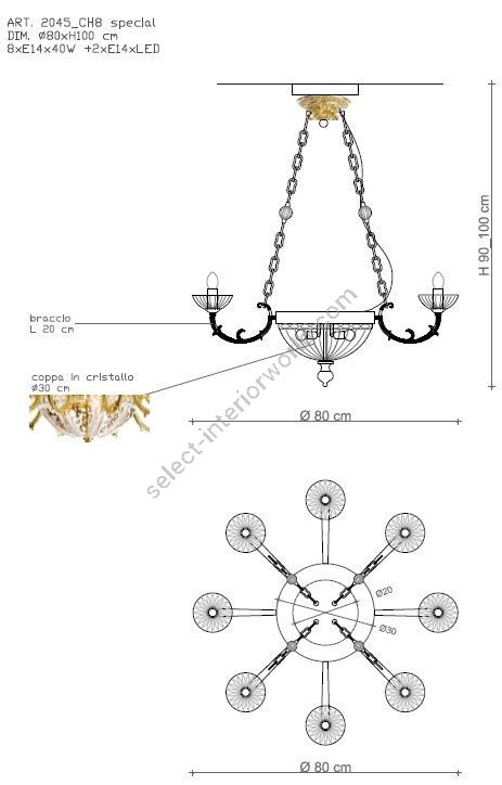 Il Paralume Marina / Chandelier / 2045/CH8 D80