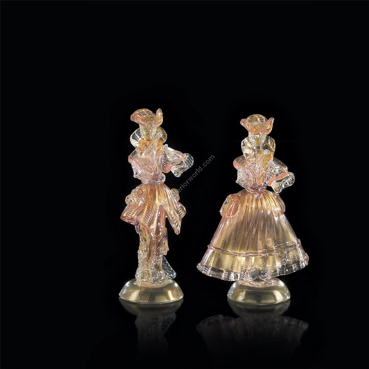 Italian Luxury Lighting / Figurative Sculptures / Couple Lady & Rider in Murano Glass 759 2 POR
