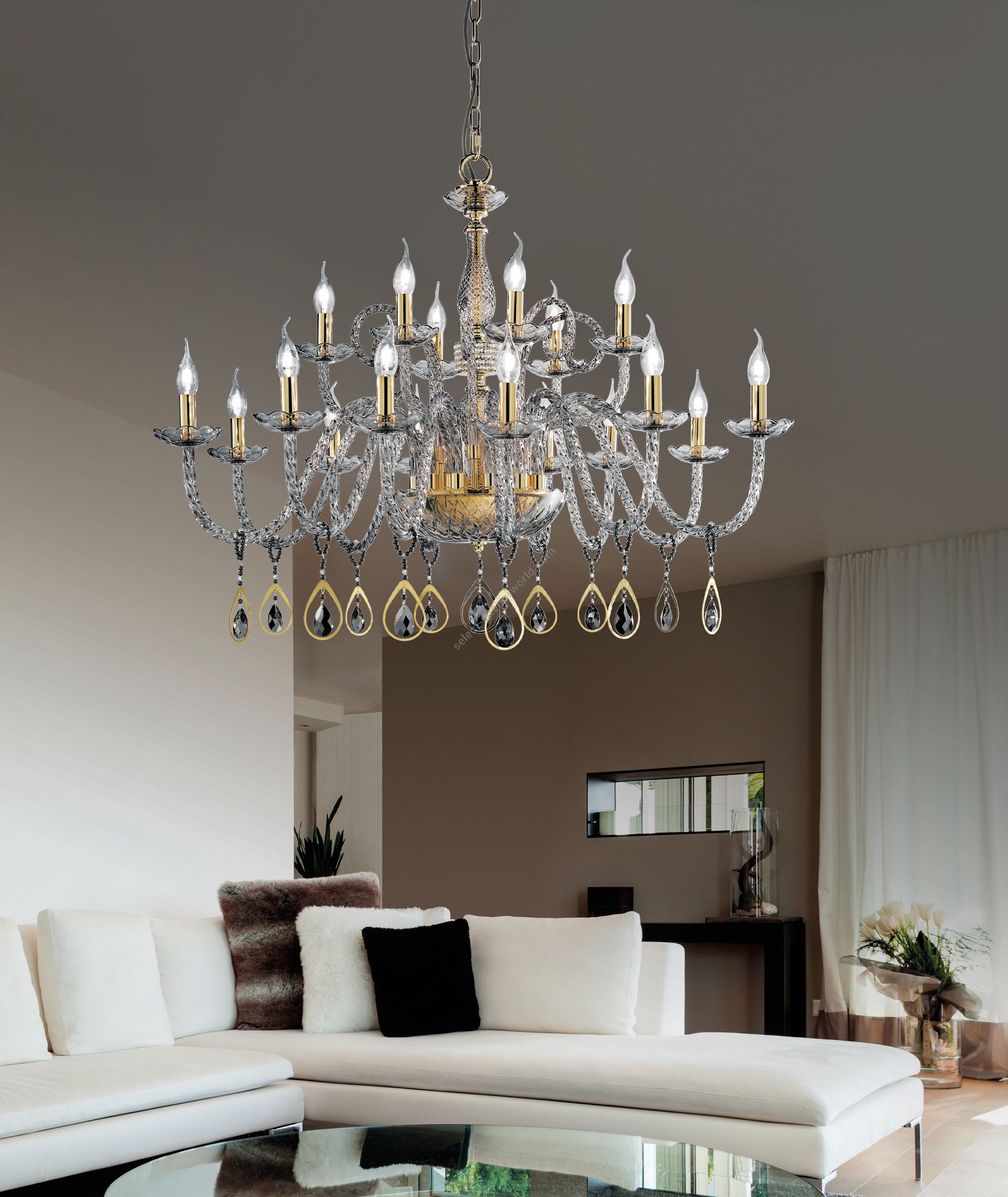 Euroluce Lampadari / Chandeliers / Toochic L12+6 Oro Fumè