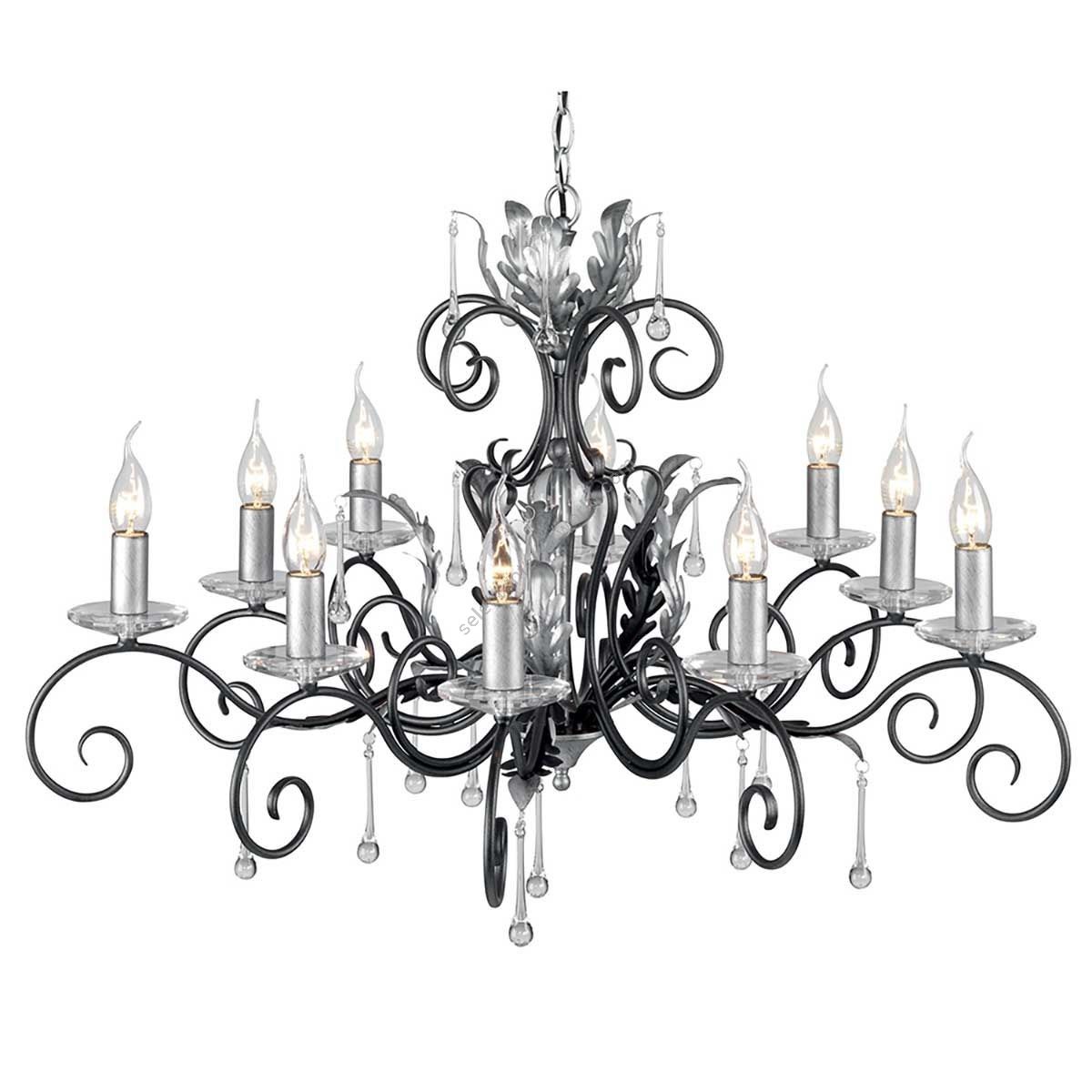 Elstead Lighting / Chandeliers / Amarilli 10 Black with Silver Patina