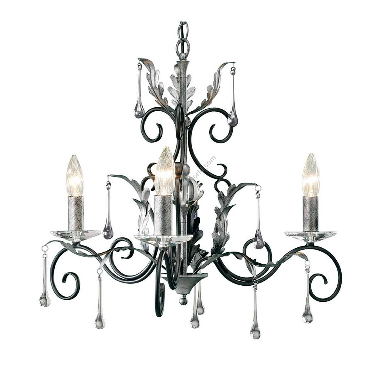 Elstead Lighting / Chandeliers / Amarilli 3 Black with Silver Patina