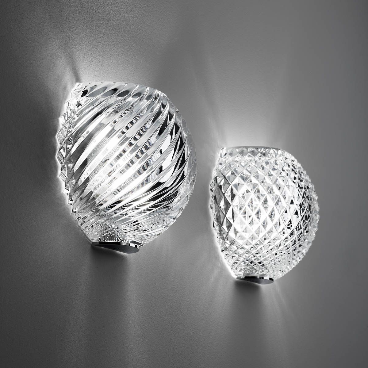 Fabbian DiamondSwirl D82 D99/98 Crystal Glass Wall Light
