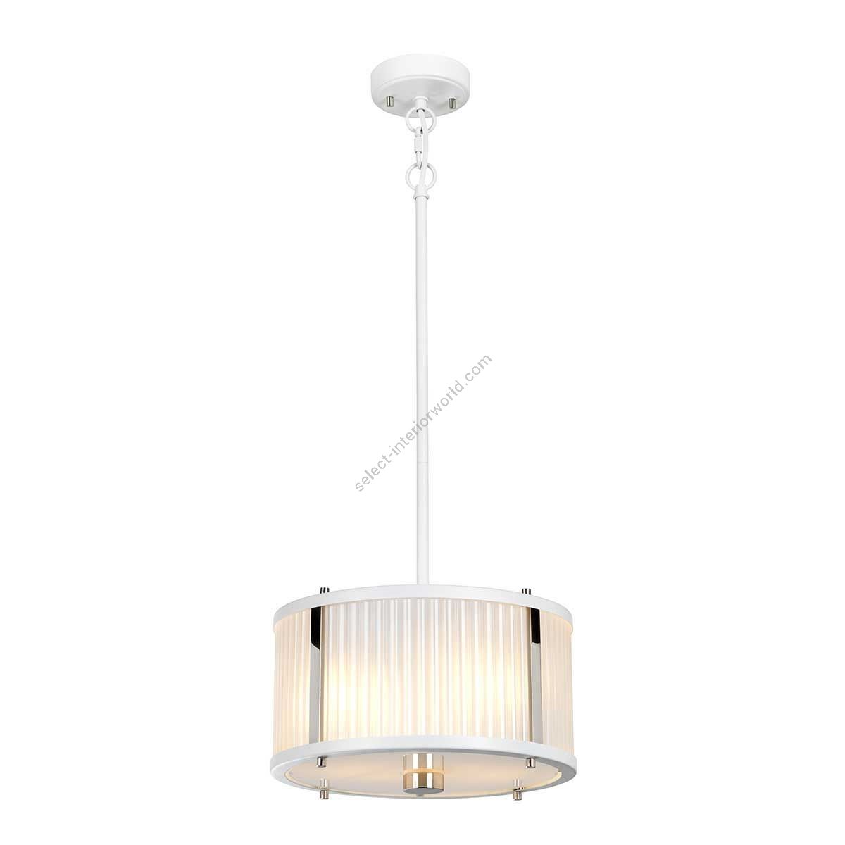Elstead Lighting / Pendant Lights / Corona 2 Light Pendant - White Satin Painted / Polished Nickel