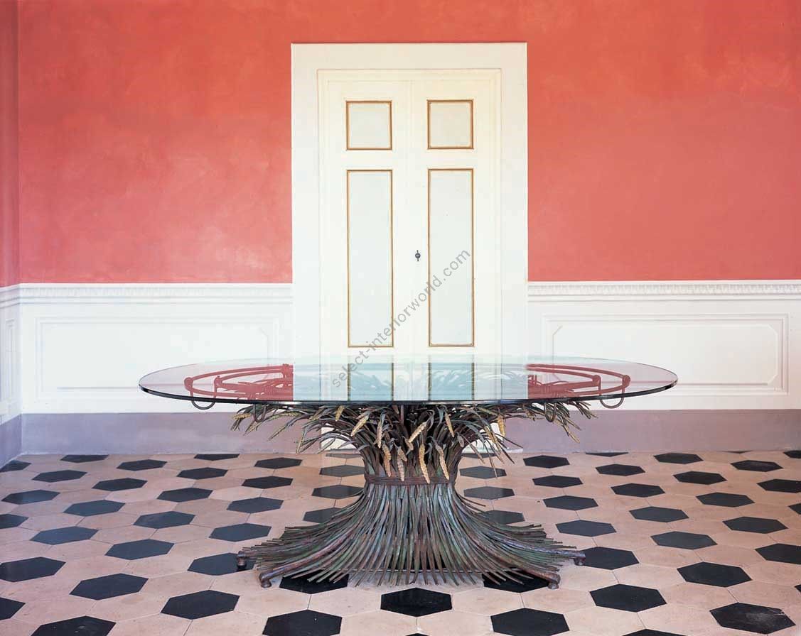 Oval Dining Table with Glass Top HF2014TA Grano by Officina Ciani