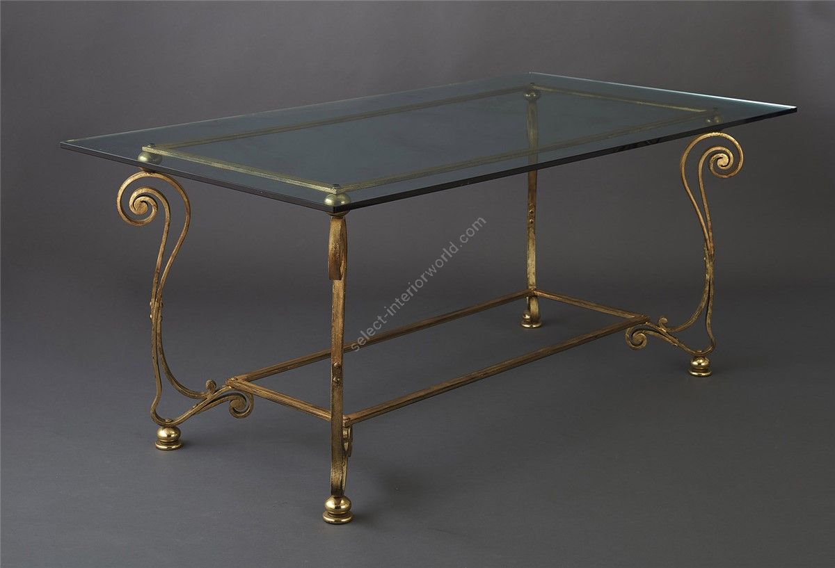 Wrought Iron Dining Table with Glass Top HF2030TA Papiro by Officina Ciani