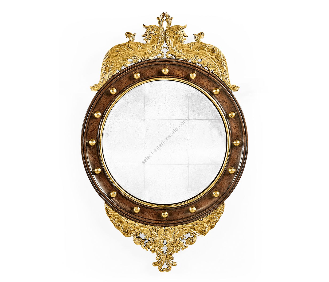 Jonathan Charles / Gilt Round Convex Églomisé Mirror / 493026-GIL