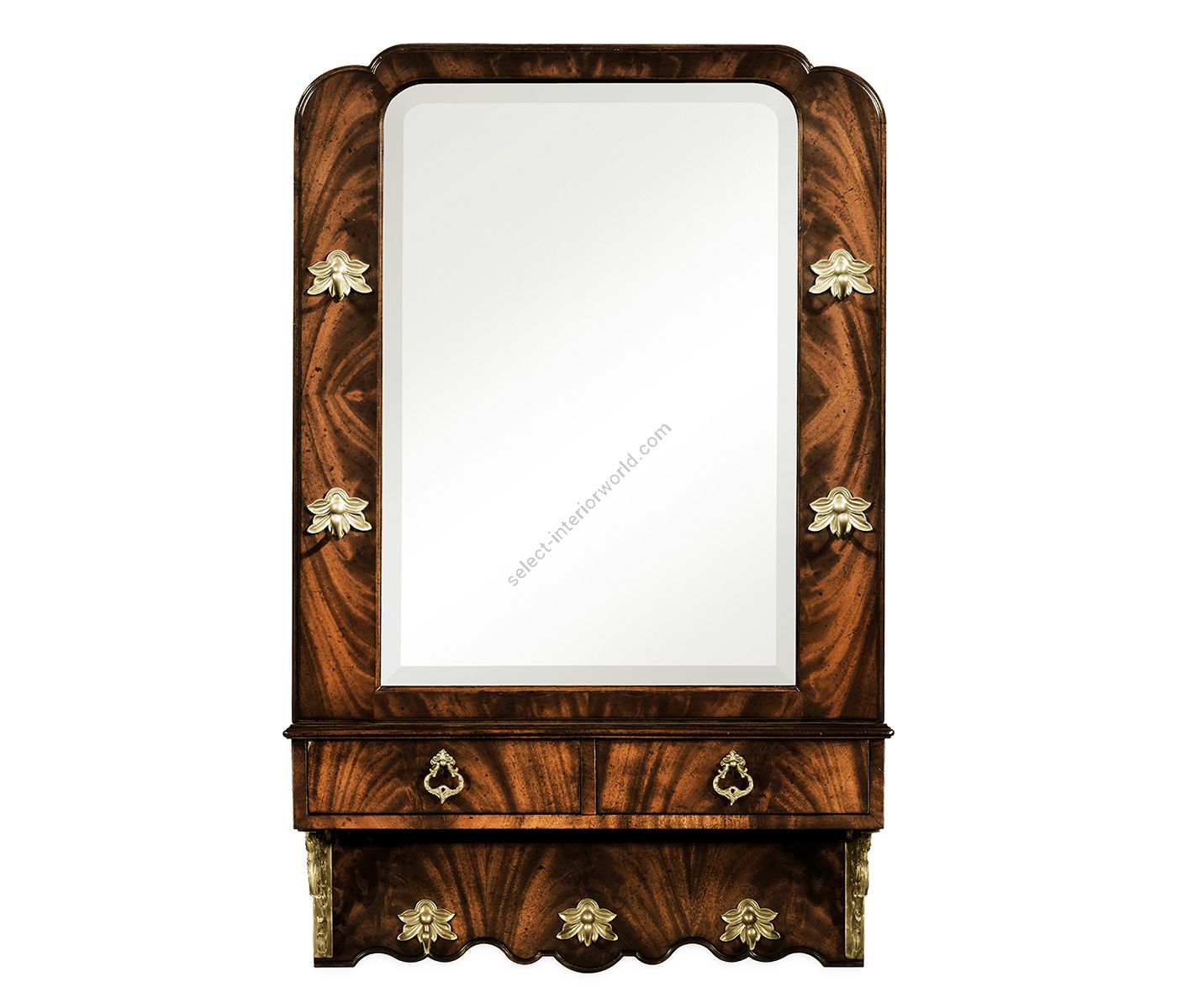 Jonathan Charles / Victorian Style Crotch Mahogany Hall Mirror / 493151