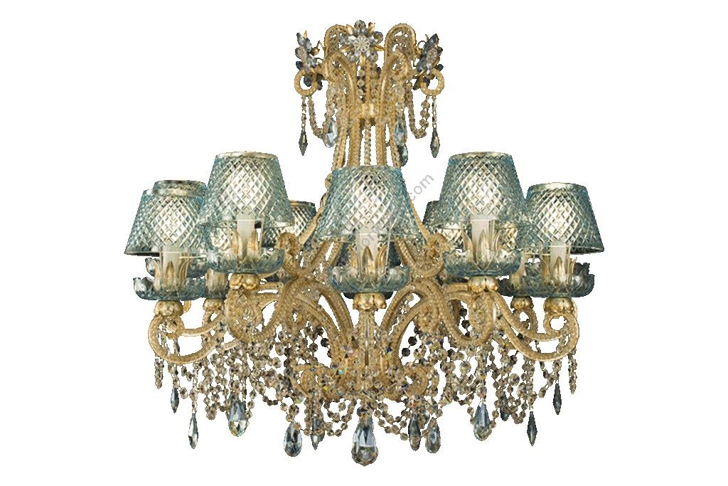 Mechini / Chandeliers / Bohemian Crystal & Clear Pearl Banding and Crystal Lampshade L135/12