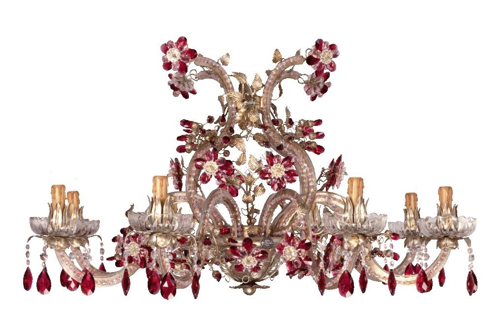 Mechini / Chandeliers / Coloured Bohemian Crystal & Iridescent Pearl Banding L257/8P