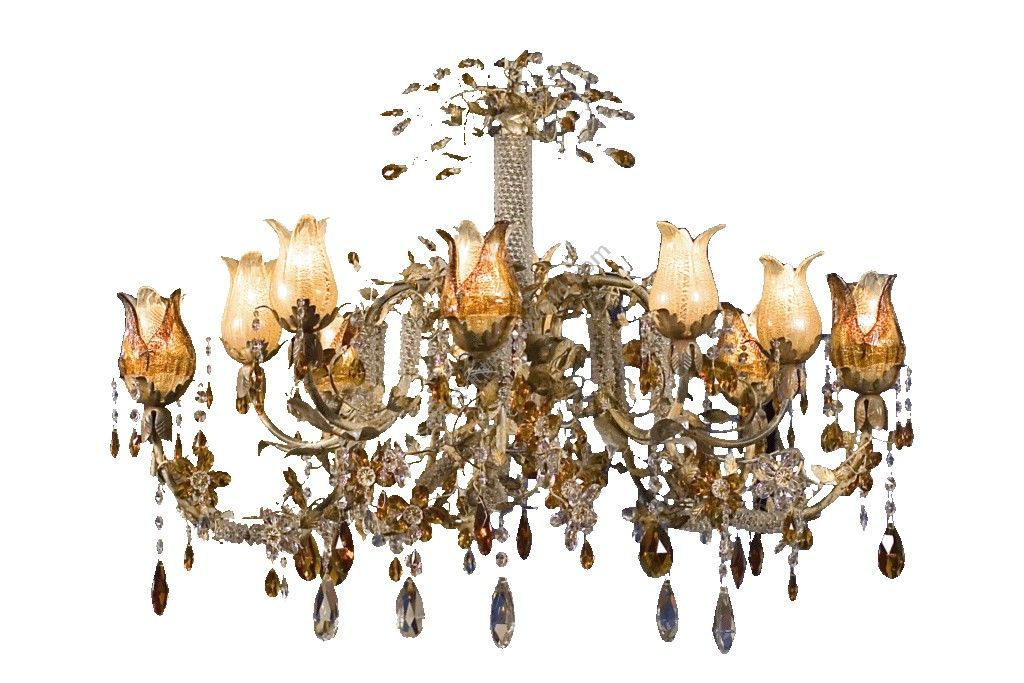 Mechini / Chandeliers / Bohemian Crystal & Murano Glass and Clear Pearl Banding L268/10
