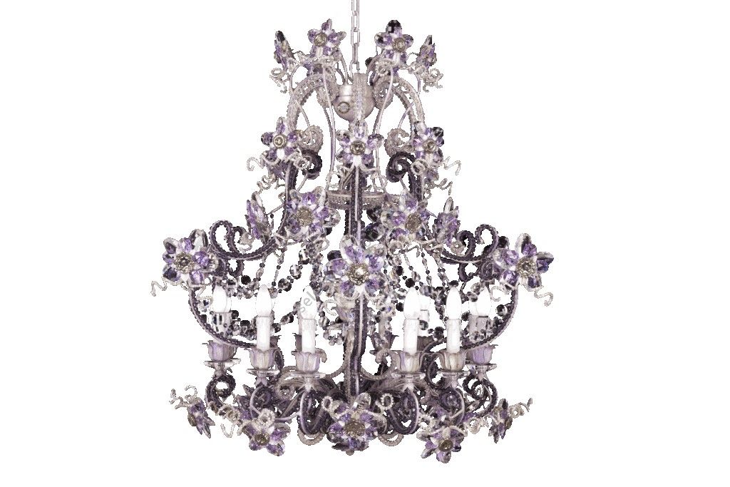 Mechini / Chandeliers / Bohemian Crystal & Clear and Coloured Pearl Banding L288/13 Violet