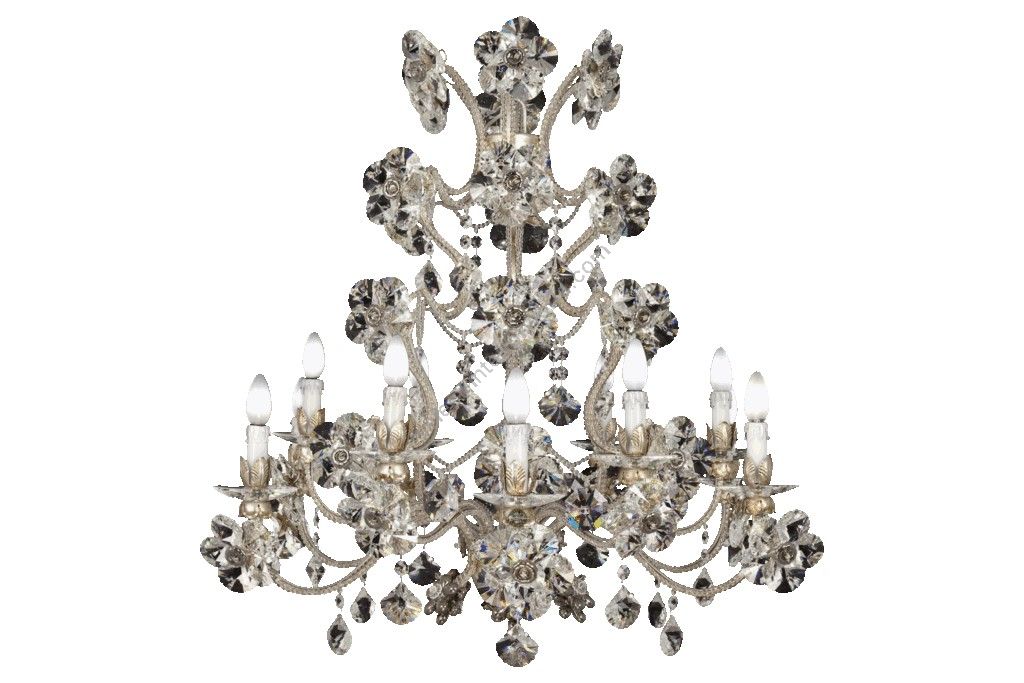 Mechini / Chandeliers / Bohemian Crystal & Porcelain and Clear Pearl Banding L290/12