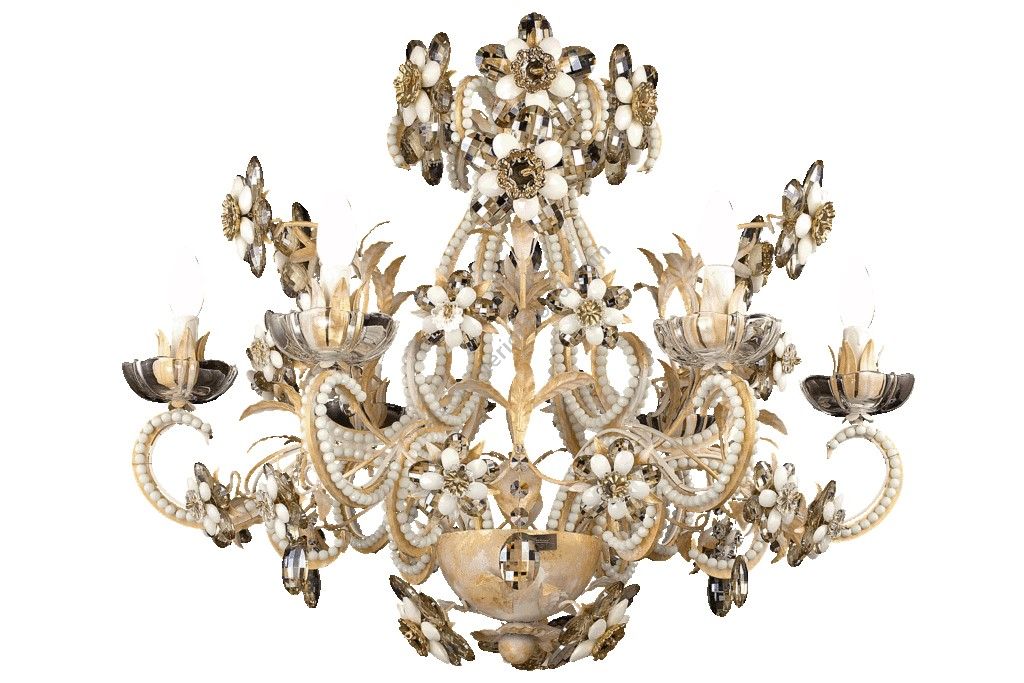 Mechini / Chandeliers / Coloured Bohemian Crystal and Coloured Pearl Banding L295/6