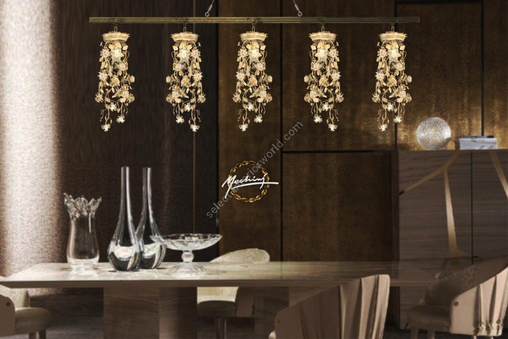 Mechini / Chandeliers / Clear Bohemian Crystal and Porcelain L297/5 Line