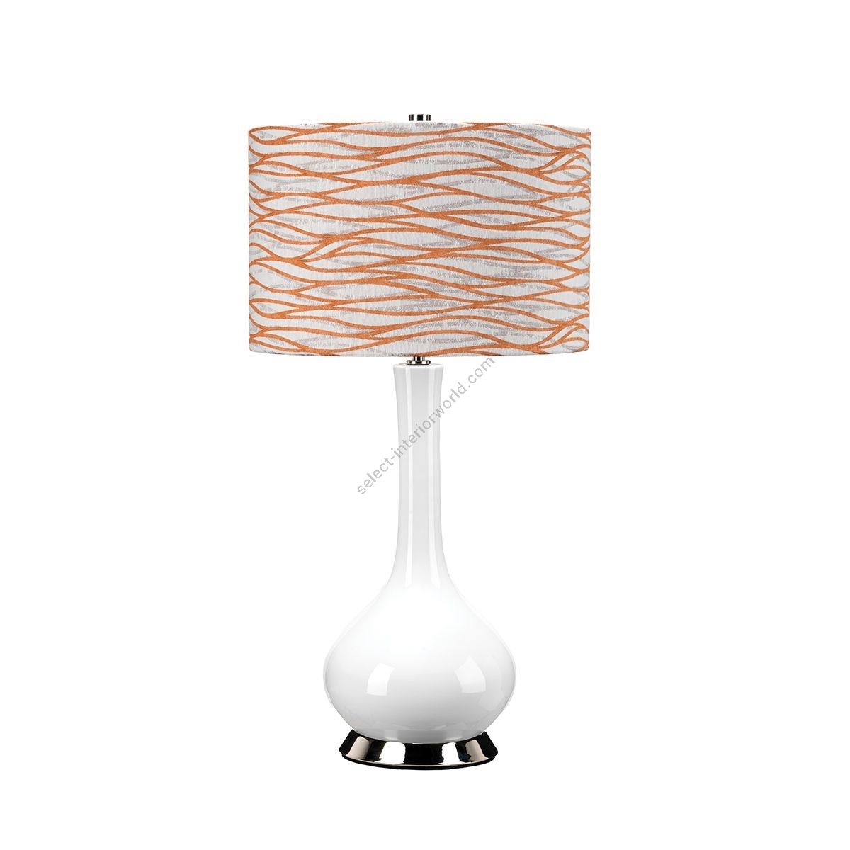 Elstead Lighting / Table Lamps / Milo 1 Polished Nickel & White & Orange