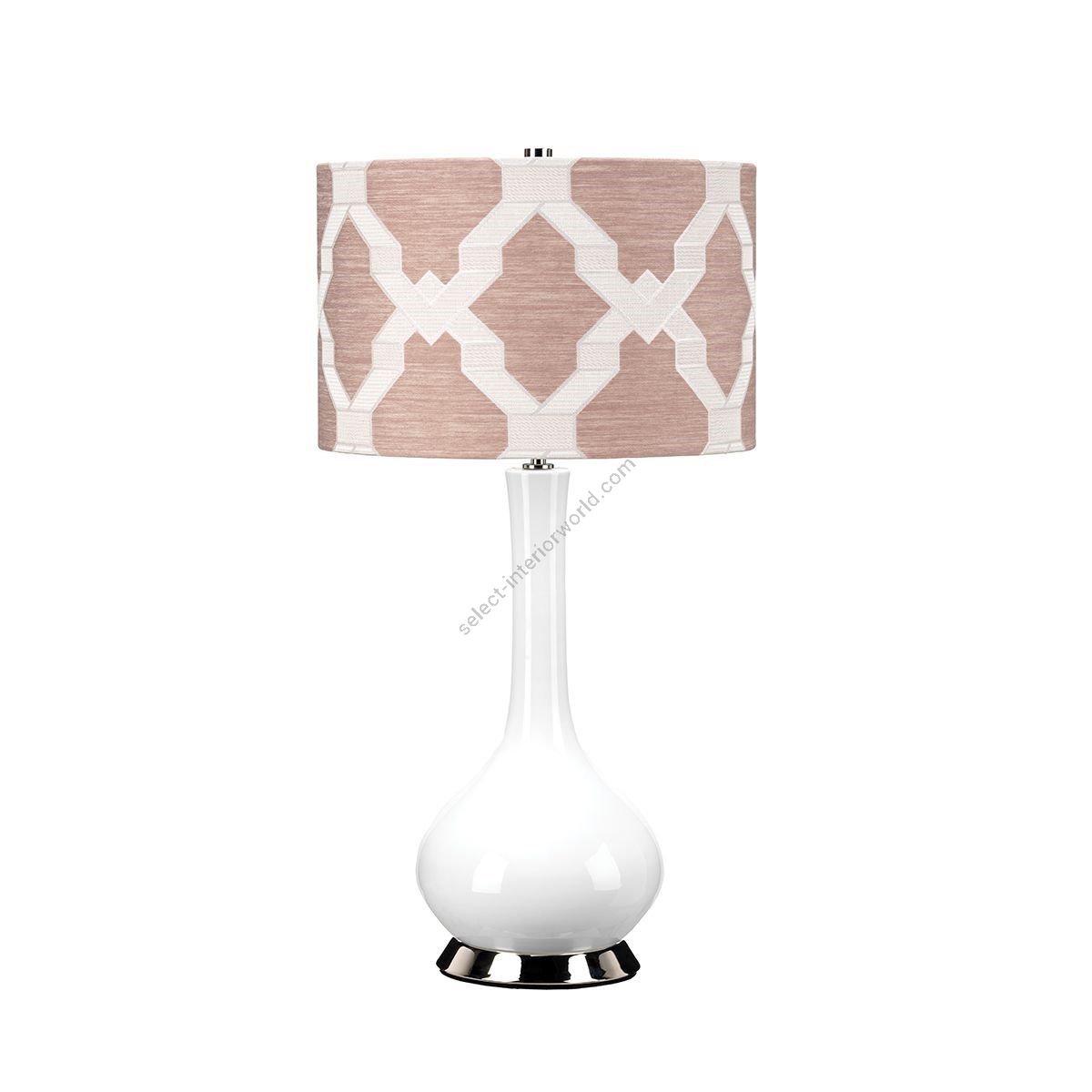 Elstead Lighting / Table Lamps / Milo Polished Nickel with White & Pink
