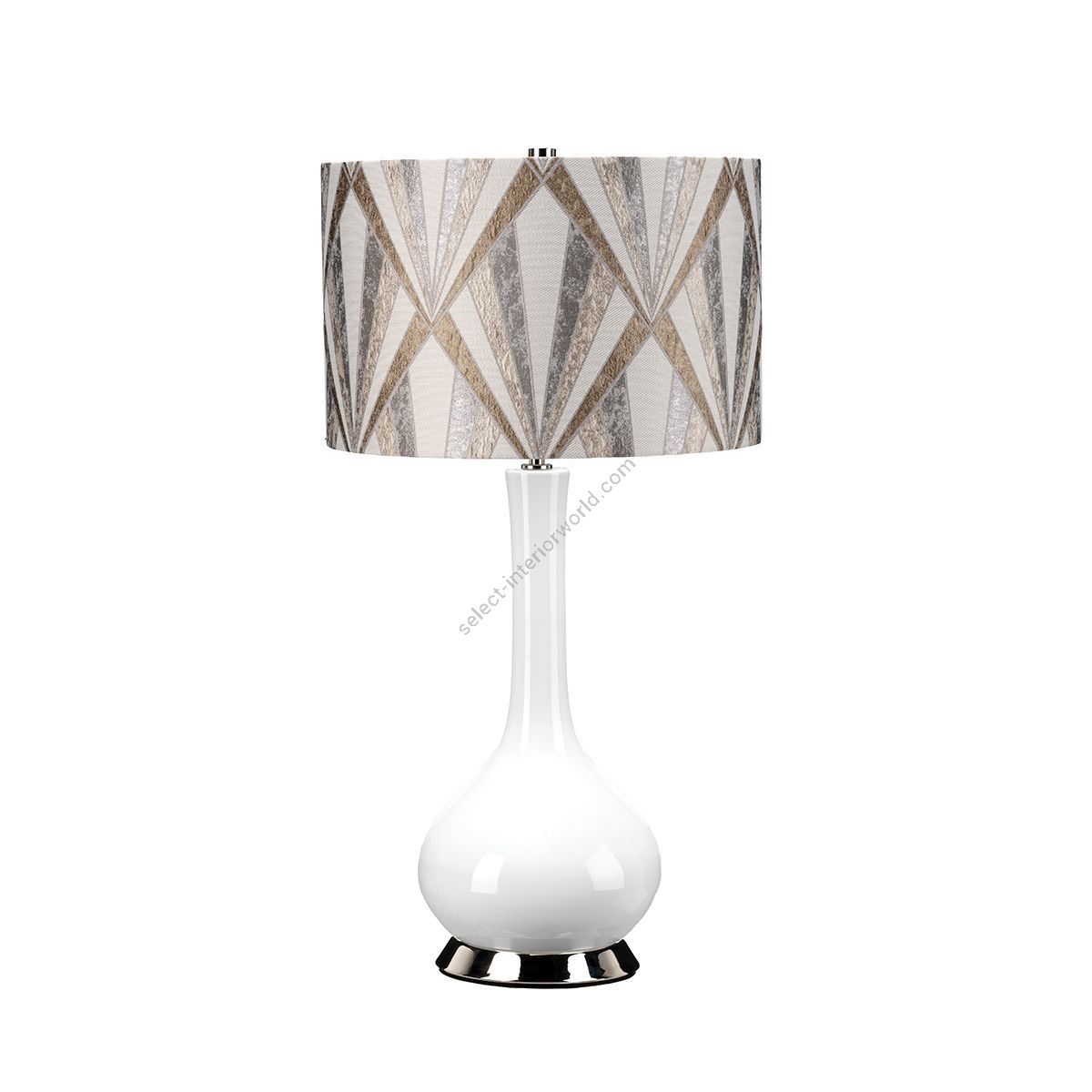 Elstead Lighting / Table Lamps / Milo 1 Polished Nickel & White & Silver
