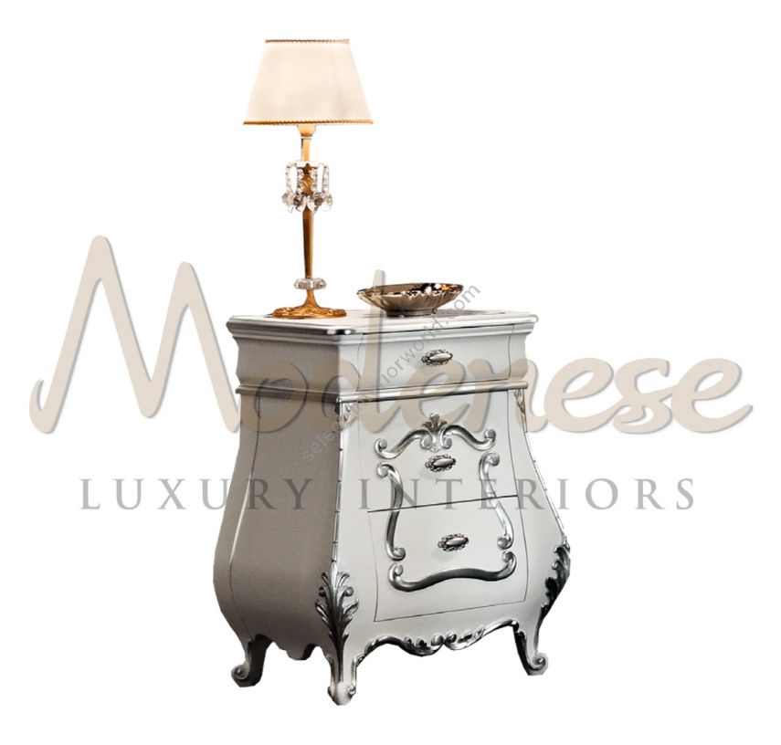 Modenese Luxury Interiors / Night Tables / Classy White 3-Drawers 11211