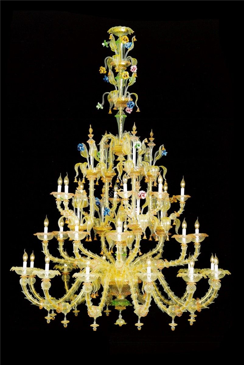 Italian Luxury Lighting / Chandeliers / Venetian Glass Multicolor 28-Light V6003 028