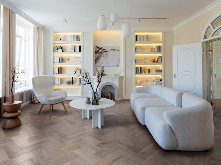 Bassano Parquet / Walnut parquet / The geometries - Herringbones Pony Tail Herringbone 60° American Walnut Winter
