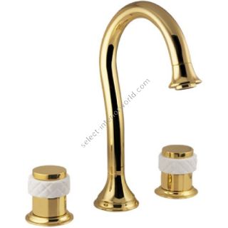 Bronces Mestre / Washbasin Fittings / Three holes basin set with white porcelain 065501.000.00