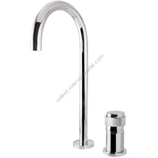 Bronces Mestre / Washbasin Fittings / Two holes single lever high basin mixer with decorated brass ring 071408.LP0.50
