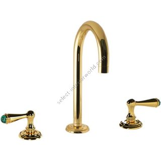 Bronces Mestre / Washbasin Fittings / Three holes basin set with malachite stone 073801.ML0.00