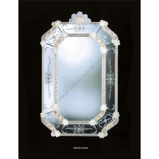 Italian Luxury Lighting / Wall Mirrors / Venetian Murano Glass With Floral Decoration 120S