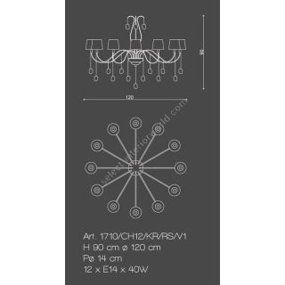 Il Paralume Marina / Chandelier / 1710/CH12/KR/RS/V1