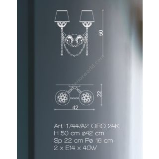 Il Paralume Marina / Wall Lamp / 1744/A2 ORO 24K