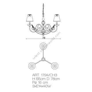 Il Paralume Marina / Chandelier with Soft Color Murano Glass Balls / 1794/CH3