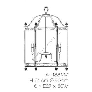 Il Paralume Marina / Pendant Lamp In Brass & Clear Glass 1881/M / IL-1881/M