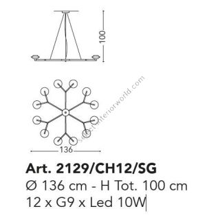 Il Paralume Marina / Chandelier / 2129/CH12/SG
