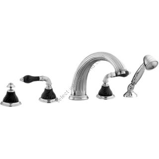 Bronces Mestre / Bath-Shower Fittings / Five holes bath set with black porcelain twisted 233516.NSL0.50