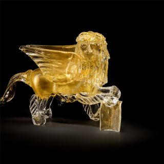 Italian Luxury Lighting / Animal Sculptures / Lion Gold in Murano Glass 3280 2 TOR