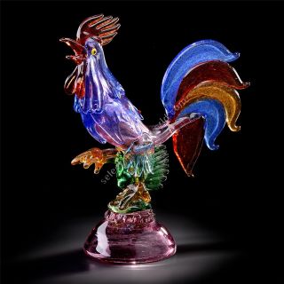 Italian Luxury Lighting / Animal Sculptures / Rooster Multicolor in Murano Glass 5484 1 COL