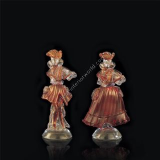 Italian Luxury Lighting / Figurative Sculptures / 2 Figurines Lady & Rider in Murano Glass 759 2 POR