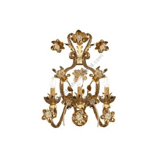 Mechini / Wall Lights / Murano Glass Clear Pearl Banding and Porcelain A270/3