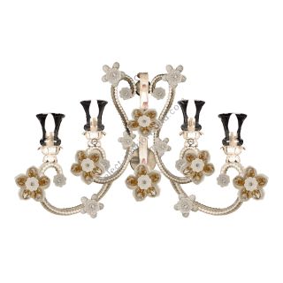 Mechini / Wall Lights / Bohemian Pearl Banding & Colored Porcelain Flowers A287/4 Bis