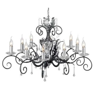 Elstead Lighting / Chandeliers / Amarilli 10 Black with Silver Patina