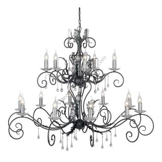 Elstead Lighting / Chandeliers / Amarilli 15 Black with Silver Patina