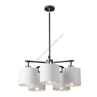 Elstead Lighting / Chandeliers / Balance 5 Black & Polished Nickel with White Shade