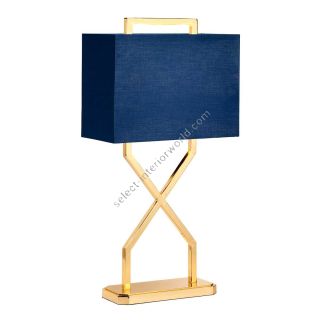 Elstead Lighting / Table Lamps / Cross Polished Gold with Navy Blue Shade