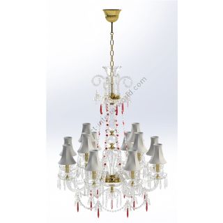 Italian Luxury Lighting / Chandeliers / Elegance Crystal with Lampshades 12 Lights D1202 012