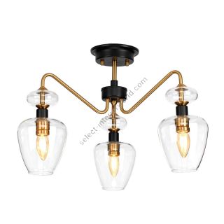 Elstead Lighting / Ceiling Lights / Armand 3 Semi-Flush Aged Brass Plated & Charcoal Black Paint