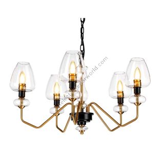 Elstead Lighting / Chandeliers / Armand 5 Aged Brass Plated & Charcoal Black Paint