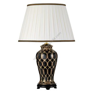 Elstead Lighting / Table Lamps / Taipei 1 with Ivory with Black and Gold Trim Shade