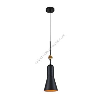 Elstead Lighting / Pendant Lights / Etoile 1lt Medium Matte Black and Gold Leaf