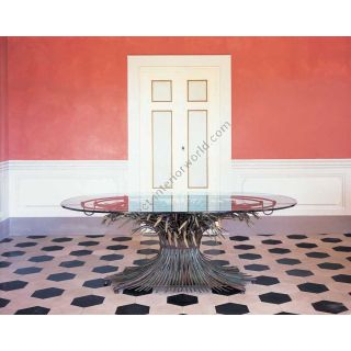Oval Dining Table with Glass Top HF2014TA Grano by Officina Ciani