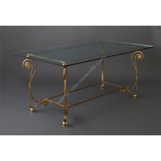Wrought Iron Dining Table with Glass Top HF2030TA Papiro by Officina Ciani
